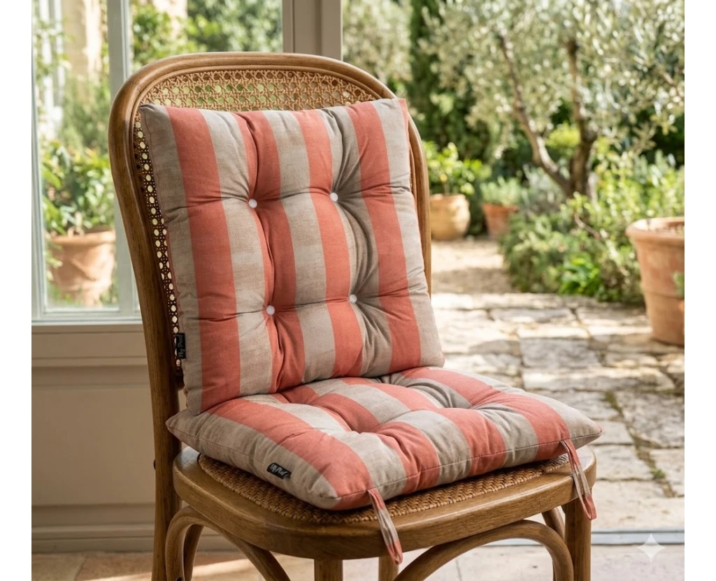 Μαξιλάρι κάθισμα μπαμπού Λονέτα Ύφασμα wide stripes orange design - Εικόνα 3 | Mypouf.gr