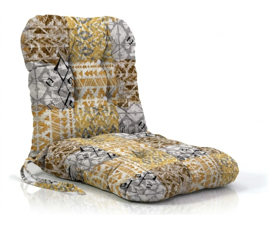 Μαξιλάρι μπαμπού Kiowas design ύφασμα λονέτα με πλάτη | Mypouf.gr