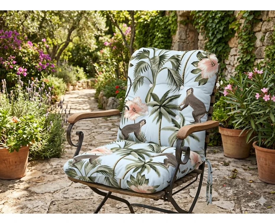 Μαξιλάρι μπαμπού Monkiki design ύφασμα λονέτα με πλάτη | Mypouf.gr