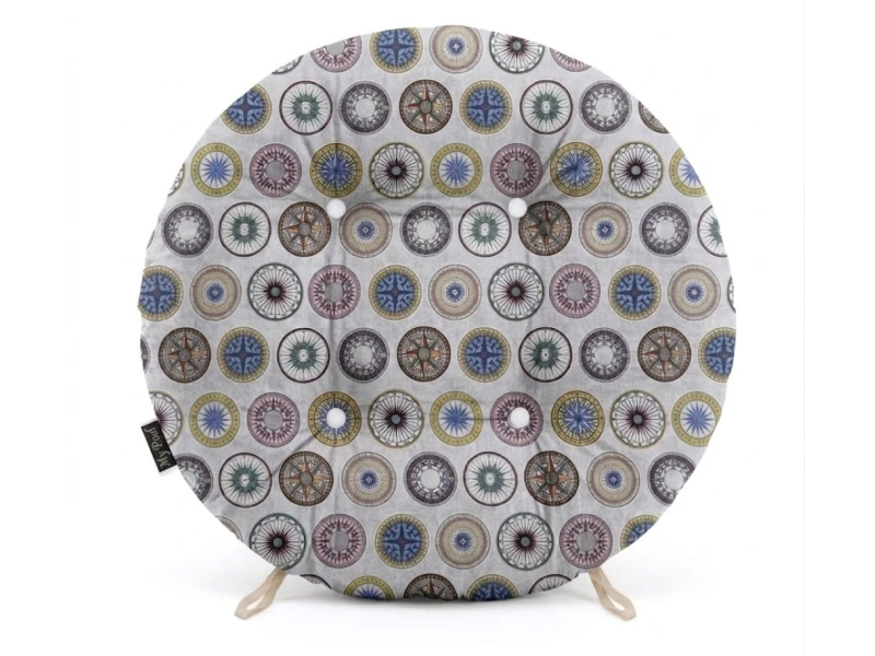 Μαξιλάρι στρογγυλό κάθισμα μπαμπού - Λονέτα compass design