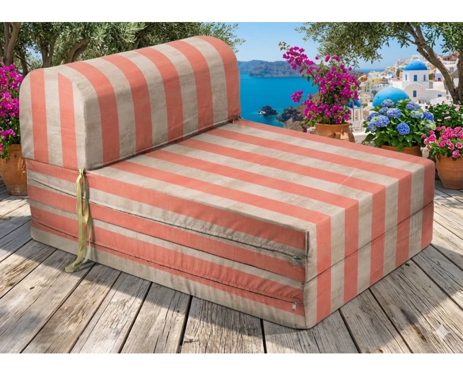 Πολυθρόνα - Κρεβάτι Flip Chair Florina Λονέτα Ύφασμα wide stripes orange design - Εικόνα 2 | Mypouf.gr