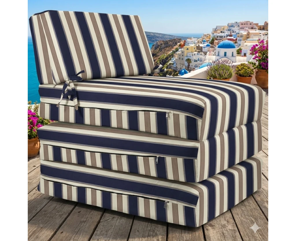 Πολυθρόνα - Κρεβάτι Flip Chair Panama Λονέτα Ύφασμα dark blue stripes design | Mypouf.gr