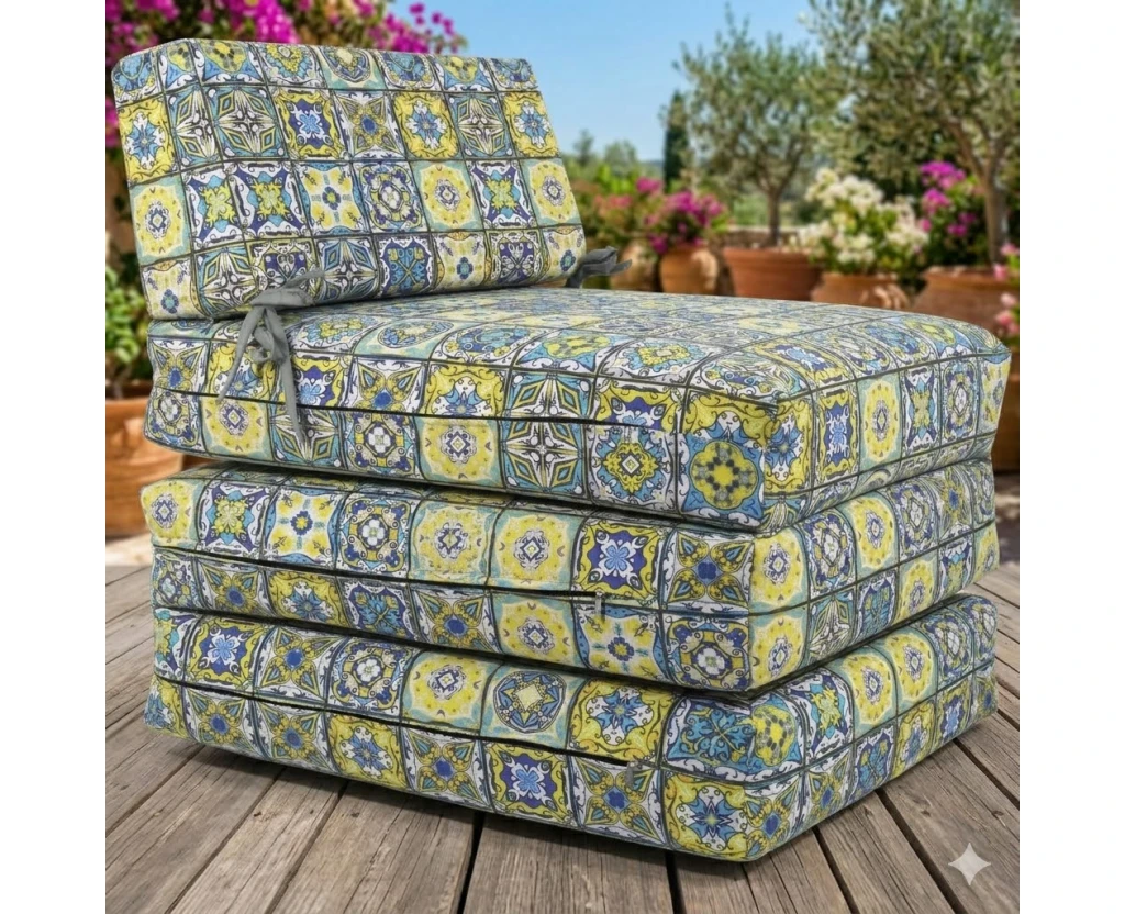 Πολυθρόνα - Κρεβάτι Flip Chair Panama Λονέτα Ύφασμα Patch Mosaic design | Mypouf.gr