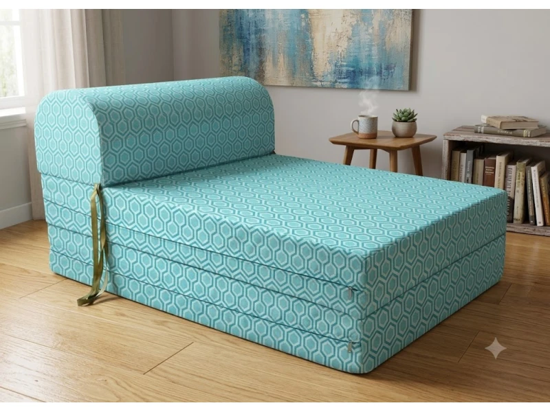 Πολυθρόνα - Κρεβάτι Flip Chair Florina - 70% αδιαβροχοποίηση Ύφασμα απόχρωση σχέδιο (Design Beehive Γαλάζιο-Τιρκουάζ)