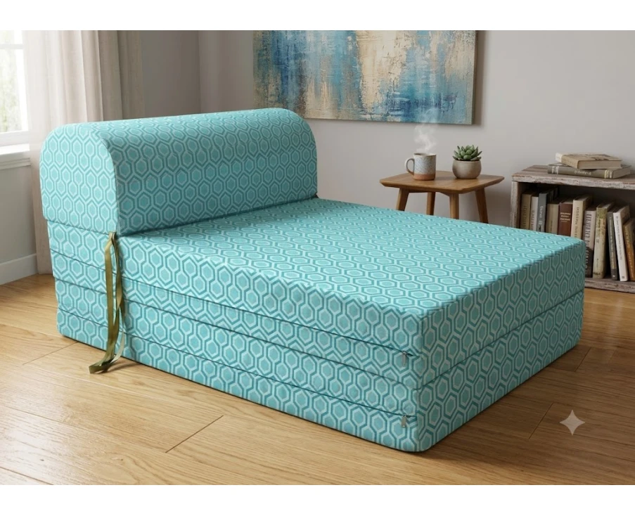Πολυθρόνα - Κρεβάτι Flip Chair Florina - 70% αδιαβροχοποίηση Ύφασμα απόχρωση σχέδιο (Design Beehive Γαλάζιο-Τιρκουάζ) - Εικόνα 2 | Mypouf.gr
