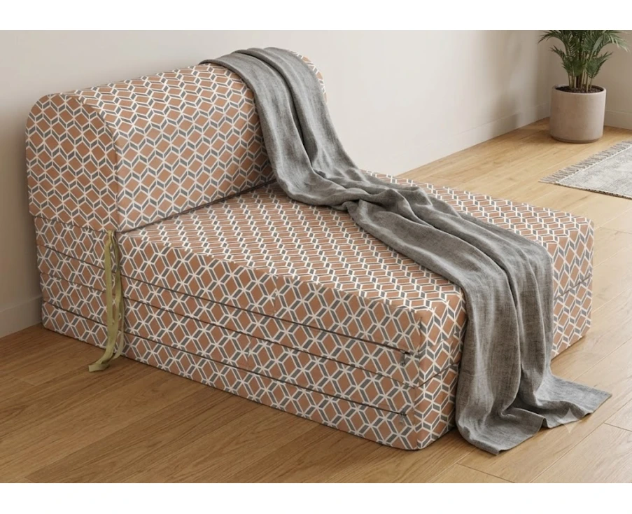 Πολυθρόνα - Κρεβάτι Flip Chair Florina - 70% αδιαβροχοποίηση Ύφασμα απόχρωση σχέδιο (Design Beehive Καφέ-Γκρι) - Εικόνα 2 | Mypouf.gr