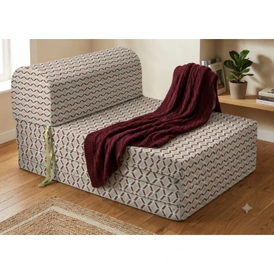 Πολυθρόνα - Κρεβάτι Flip Chair Florina - 70% αδιαβροχοποίηση Ύφασμα απόχρωση σχέδιο (Design Beehive Μπεζ-Μπορντώ)