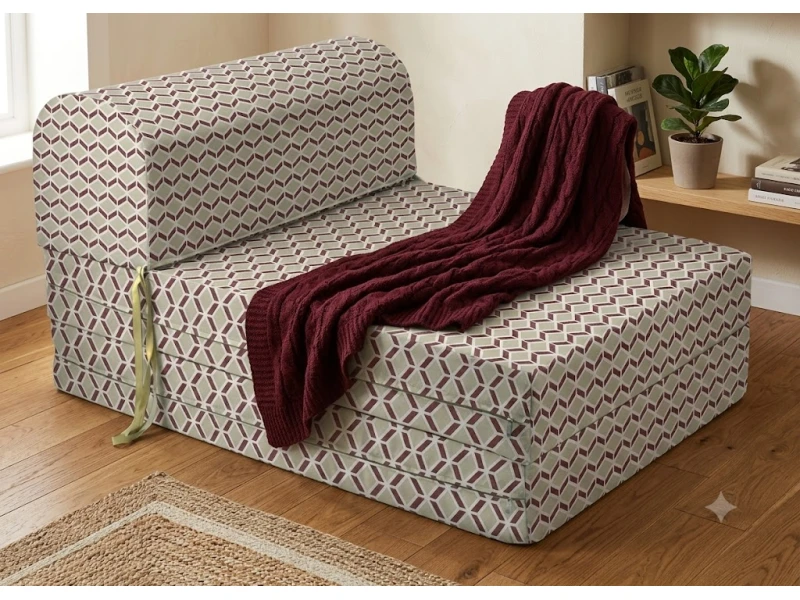Πολυθρόνα - Κρεβάτι Flip Chair Florina - 70% αδιαβροχοποίηση Ύφασμα απόχρωση σχέδιο (Design Beehive Μπεζ-Μπορντώ)