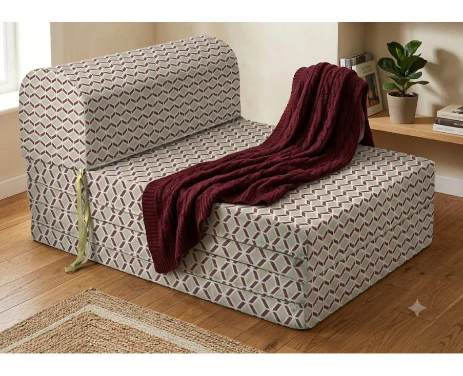 Πολυθρόνα - Κρεβάτι Flip Chair Florina - 70% αδιαβροχοποίηση Ύφασμα απόχρωση σχέδιο (Design Beehive Μπεζ-Μπορντώ) - Εικόνα 2 | Mypouf.gr