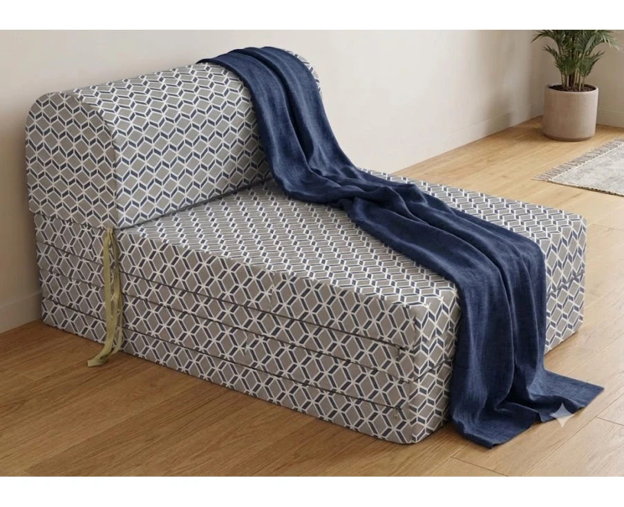 Πολυθρόνα - Κρεβάτι Flip Chair Florina - 70% αδιαβροχοποίηση Ύφασμα απόχρωση σχέδιο (Design Beehive Μπλε-Γκρι) - Εικόνα 2 | Mypouf.gr