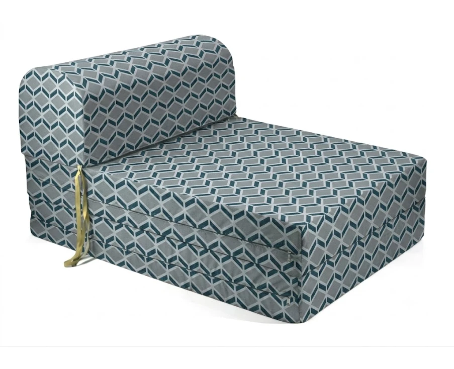 Πολυθρόνα - Κρεβάτι Flip Chair Florina - 70% αδιαβροχοποίηση Ύφασμα απόχρωση σχέδιο (Design Beehive Μπλε-Γκρι)