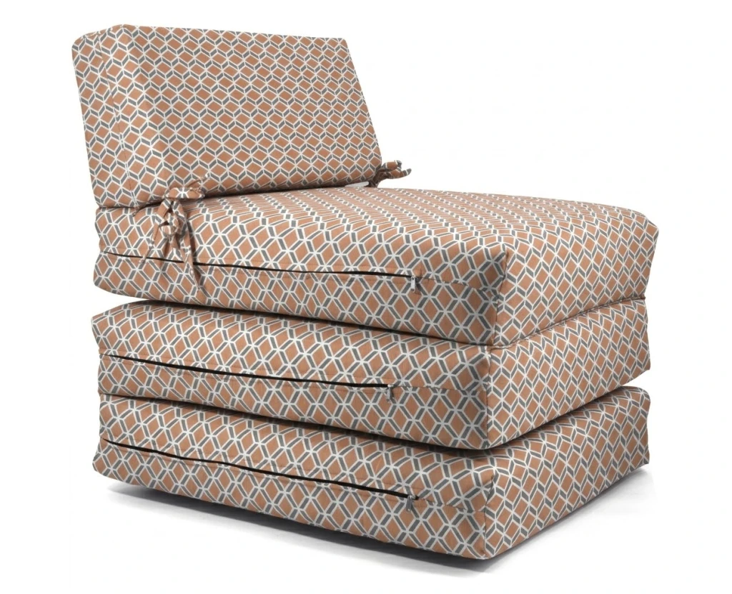 Πολυθρόνα - Κρεβάτι Flip Chair Panama 70% αδιαβροχοποίηση Ύφασμα απόχρωση σχέδιο (Design Beehive Καφέ-Γκρι)