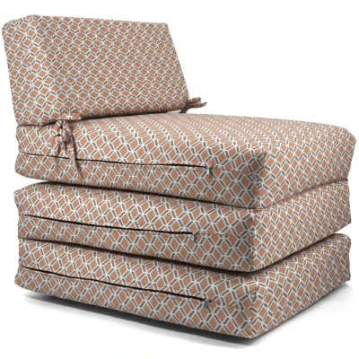 Πολυθρόνα - Κρεβάτι Flip Chair Panama 70% αδιαβροχοποίηση Ύφασμα απόχρωση σχέδιο (Design Beehive Καφέ-Γκρι)