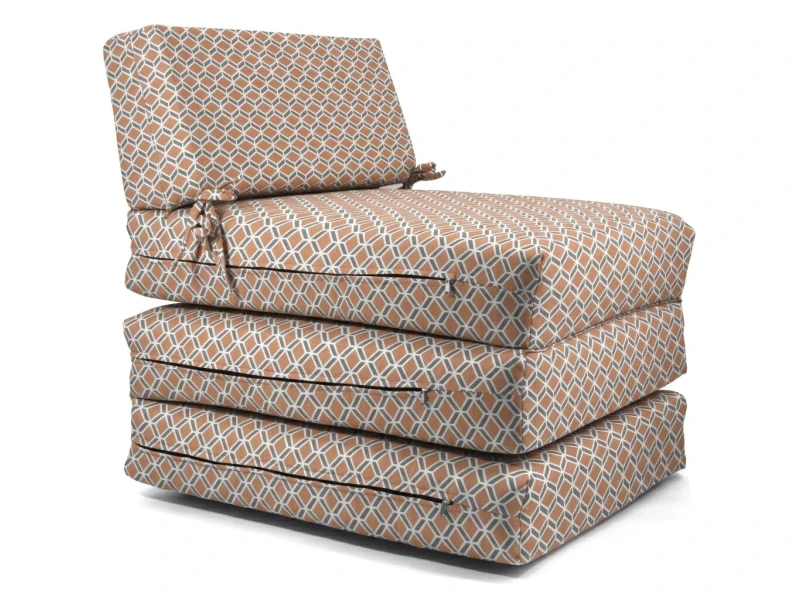 Πολυθρόνα - Κρεβάτι Flip Chair Panama 70% αδιαβροχοποίηση Ύφασμα απόχρωση σχέδιο (Design Beehive Καφέ-Γκρι)