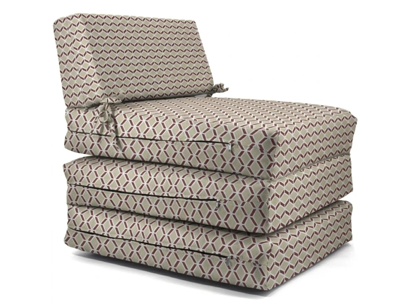 Πολυθρόνα - Κρεβάτι Flip Chair Panama 70% αδιαβροχοποίηση Ύφασμα απόχρωση σχέδιο (Design Beehive Μπεζ-Μπορντώ)