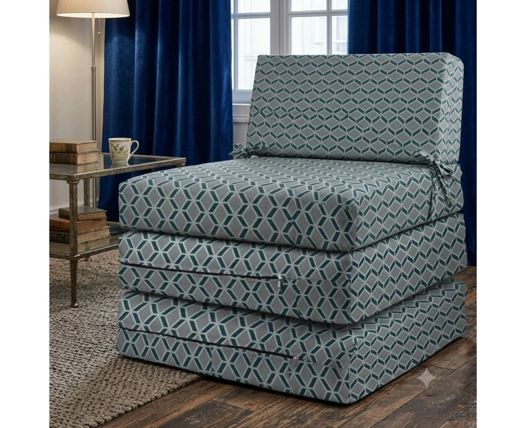 Πολυθρόνα - Κρεβάτι Flip Chair Panama 70% αδιαβροχοποίηση Ύφασμα απόχρωση σχέδιο (Design Beehive Μπλε-Γκρι) - Εικόνα 2 | Mypouf.gr