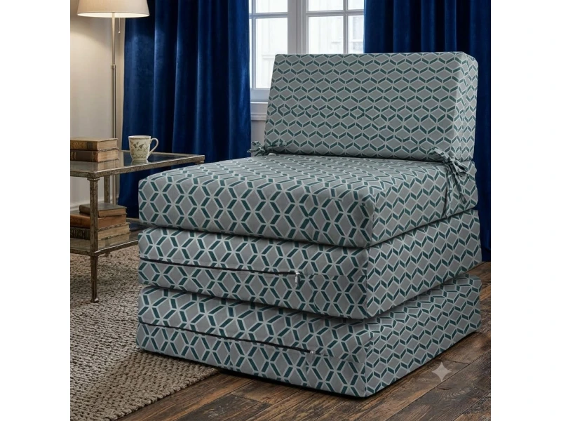 Πολυθρόνα - Κρεβάτι Flip Chair Panama 70% αδιαβροχοποίηση Ύφασμα απόχρωση σχέδιο (Design Beehive Μπλε-Γκρι)