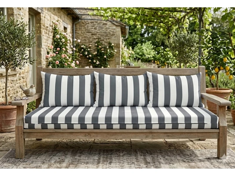 Μαξιλάρι με δέσιμο με μονοκόμματο αφρολέξ ρίγες ανθρακί λευκές με 70% αδιαβροχοποίηση Milos