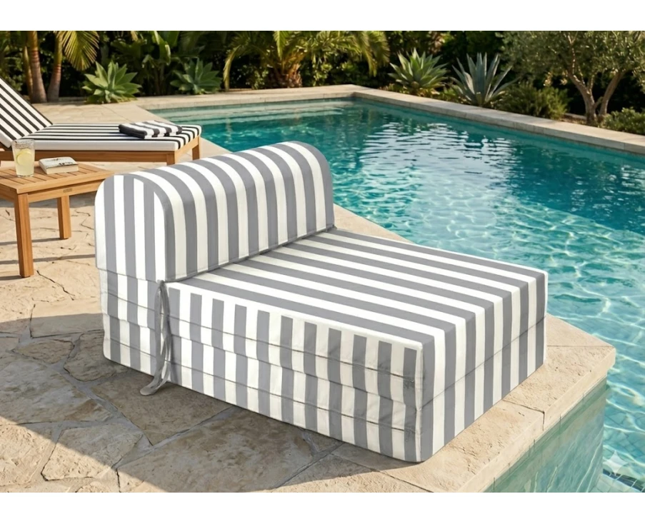 Πολυθρόνα - Κρεβάτι Flip Chair Florina - ρίγες ανθρακί λευκές με 70% αδιαβροχοποίηση Milos | Mypouf.gr