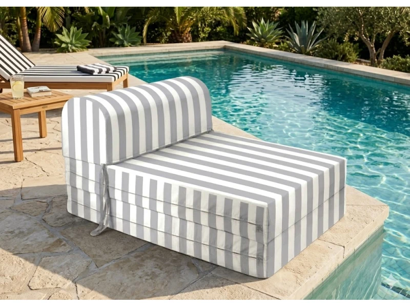 Πολυθρόνα - Κρεβάτι Flip Chair Florina - ρίγες γκρι ανοιχτό λευκές με 70% αδιαβροχοποίηση Tinos