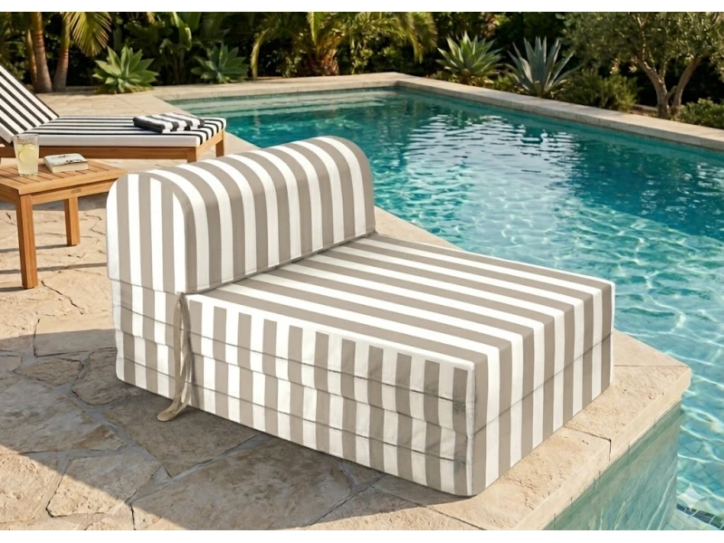 Πολυθρόνα - Κρεβάτι Flip Chair Florina - ρίγες Kakki λευκές με 70% αδιαβροχοποίηση Sifnos