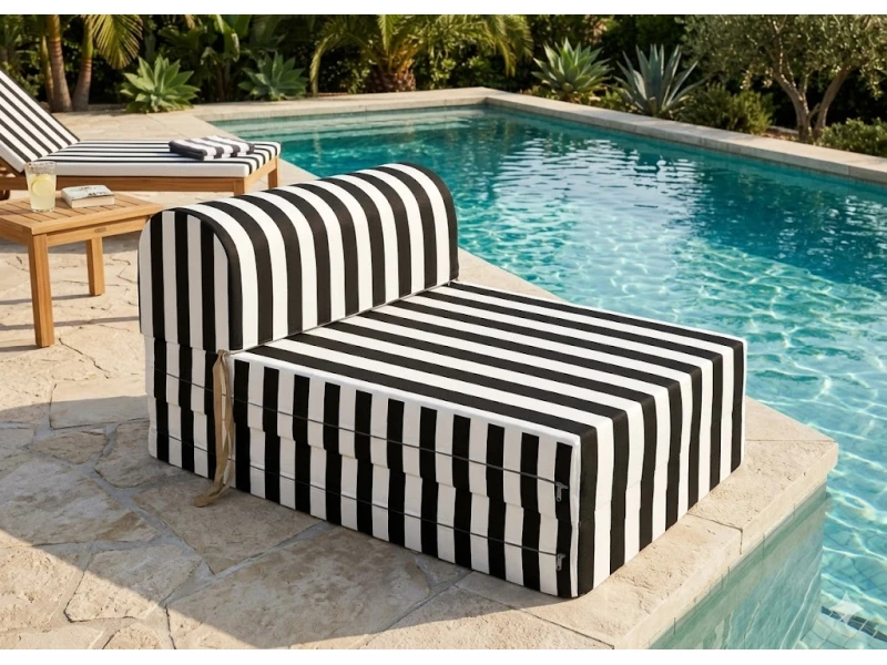 Πολυθρόνα - Κρεβάτι Flip Chair Florina - ρίγες μαύρες λευκές με 70% αδιαβροχοποίηση Paros