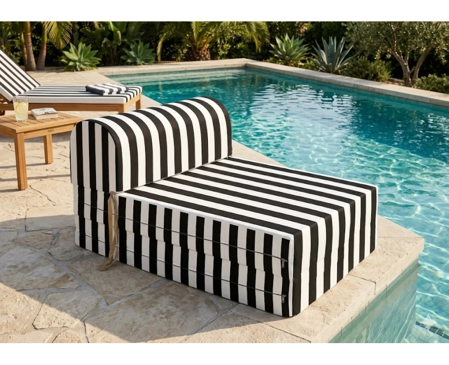 Πολυθρόνα - Κρεβάτι Flip Chair Florina - ρίγες μαύρες λευκές με 70% αδιαβροχοποίηση Paros - Εικόνα 2 | Mypouf.gr