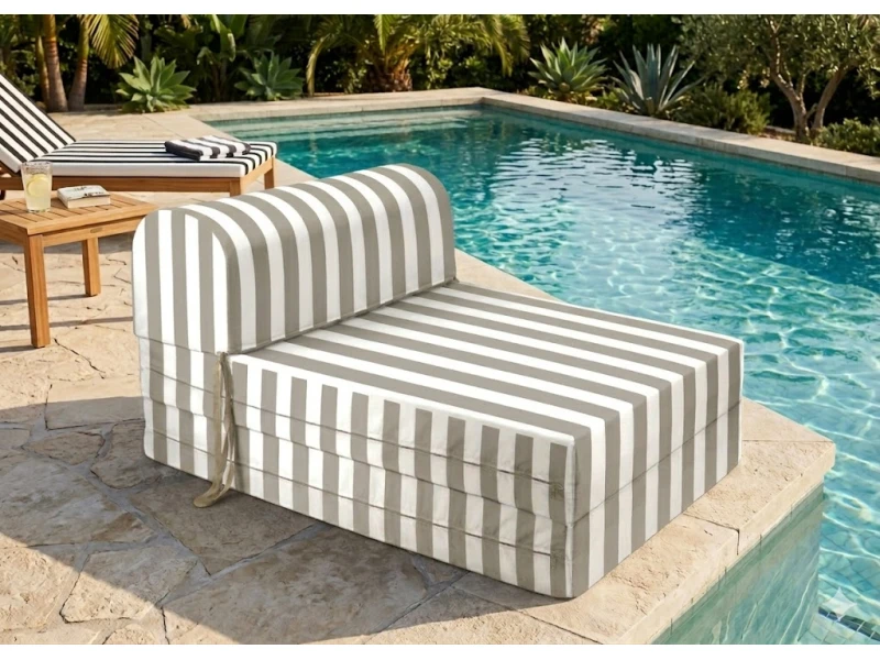 Πολυθρόνα - Κρεβάτι Flip Chair Florina - ρίγες μόκα λευκές με 70% αδιαβροχοποίηση Andros