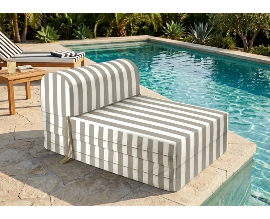 Πολυθρόνα - Κρεβάτι Flip Chair Florina - ρίγες μόκα λευκές με 70% αδιαβροχοποίηση Andros | Mypouf.gr