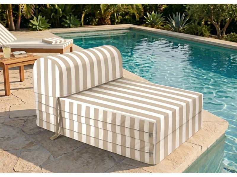 Πολυθρόνα - Κρεβάτι Flip Chair Florina - ρίγες μπεζ λευκές με 70% αδιαβροχοποίηση Naxos