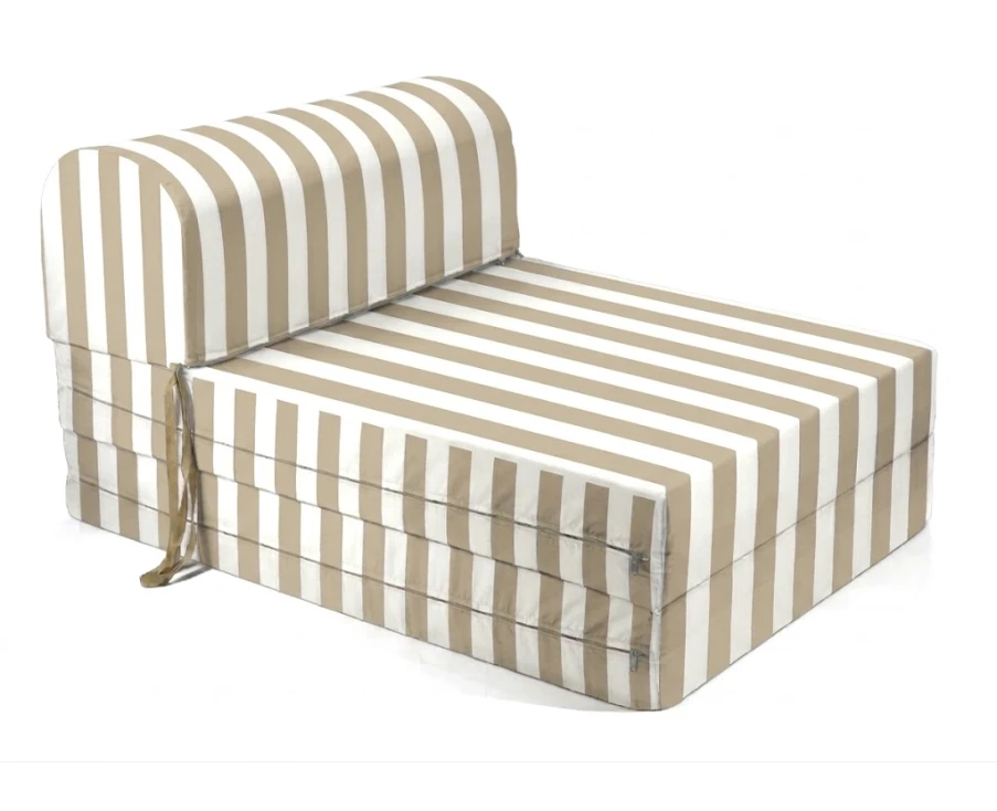 Πολυθρόνα - Κρεβάτι Flip Chair Florina - ρίγες μπεζ λευκές με 70% αδιαβροχοποίηση Naxos | Mypouf.gr