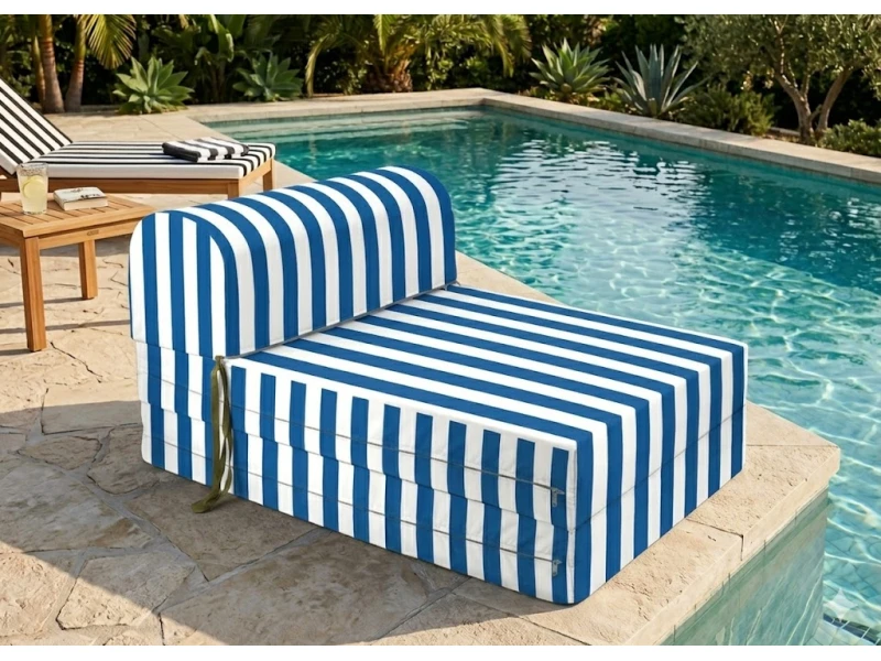 Πολυθρόνα - Κρεβάτι Flip Chair Florina - ρίγες μπλε λευκές με 70% αδιαβροχοποίηση Mykonos