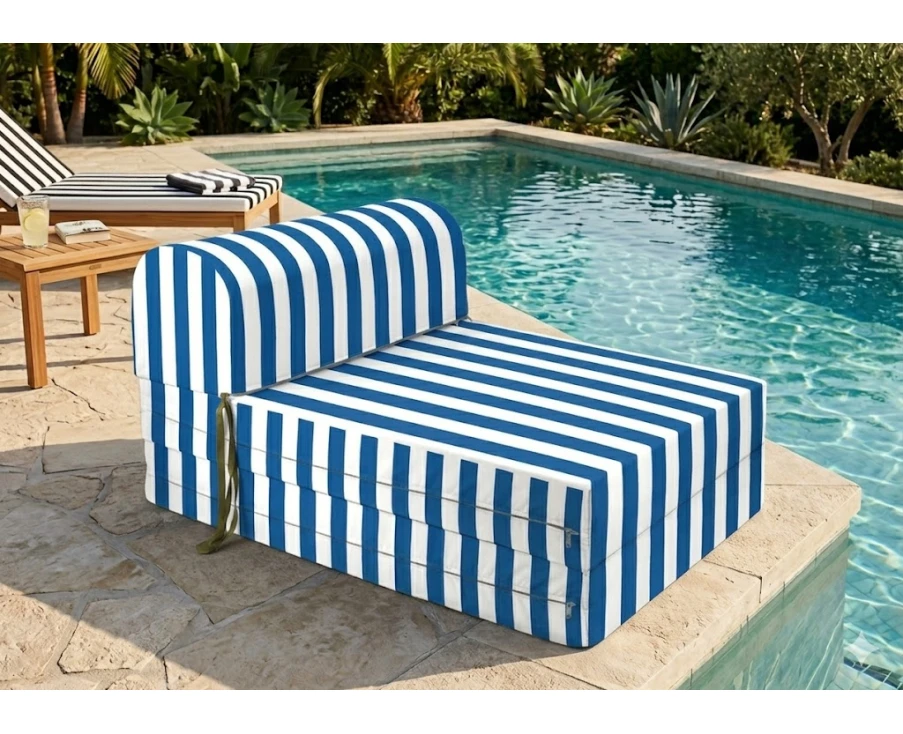 Πολυθρόνα - Κρεβάτι Flip Chair Florina - ρίγες μπλε λευκές με 70% αδιαβροχοποίηση Mykonos | Mypouf.gr