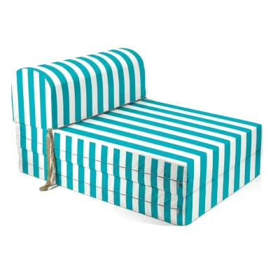 Πολυθρόνα - Κρεβάτι Flip Chair Florina - ρίγες πετρόλ λευκές με 70% αδιαβροχοποίηση Santorini