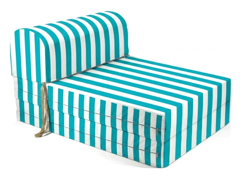 Πολυθρόνα - Κρεβάτι Flip Chair Florina - ρίγες πετρόλ λευκές με 70% αδιαβροχοποίηση Santorini
