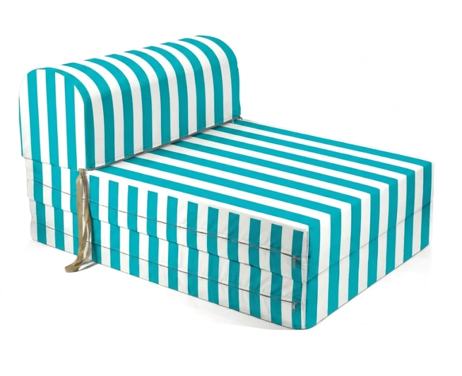Πολυθρόνα - Κρεβάτι Flip Chair Florina - ρίγες πετρόλ λευκές με 70% αδιαβροχοποίηση Santorini | Mypouf.gr