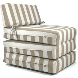 Πολυθρόνα - Κρεβάτι Flip Chair Panama ρίγες Kakki λευκές με 70% αδιαβροχοποίηση Sifnos