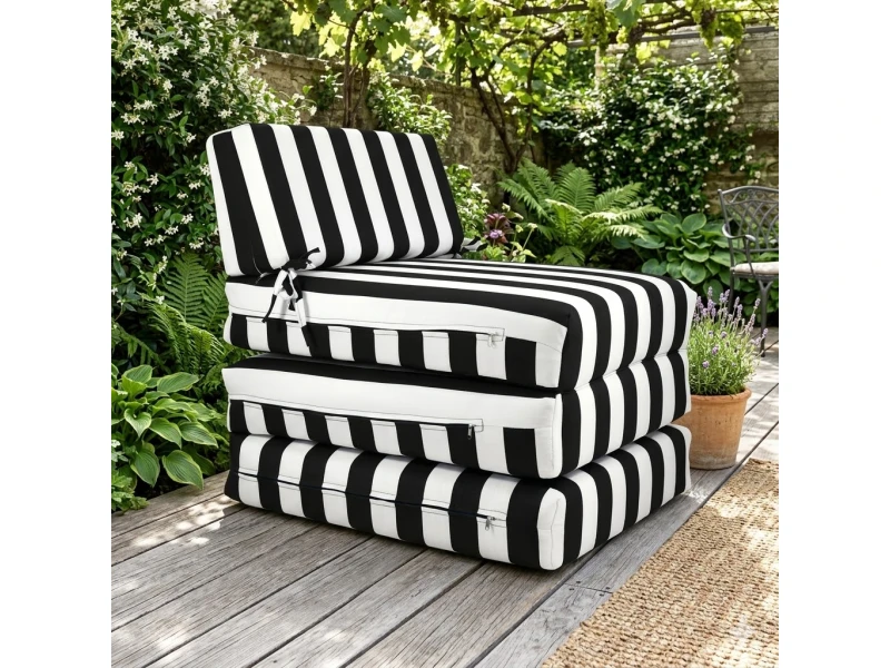 Πολυθρόνα - Κρεβάτι Flip Chair Panama ρίγες μαύρες λευκές με 70% αδιαβροχοποίηση Paros