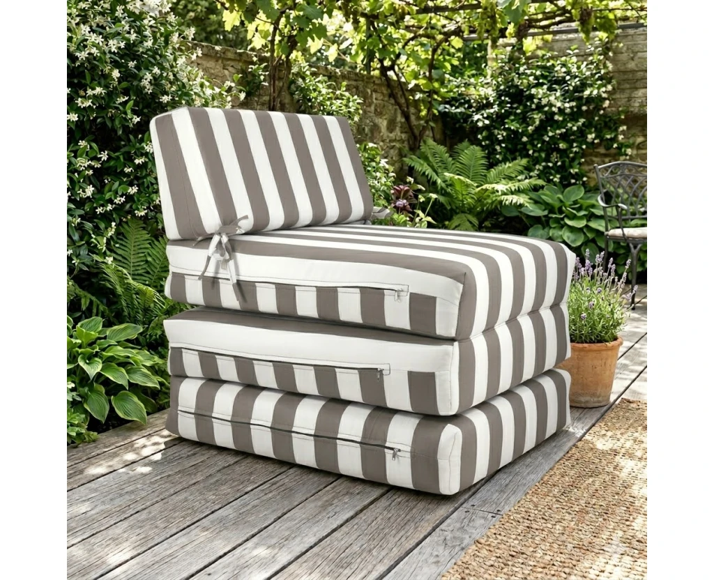 Πολυθρόνα - Κρεβάτι Flip Chair Panama ρίγες μόκα λευκές με 70% αδιαβροχοποίηση Andros | Mypouf.gr