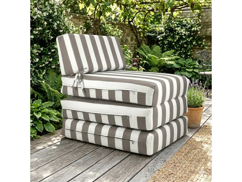 Πολυθρόνα - Κρεβάτι Flip Chair Panama ρίγες Kakki λευκές με 70% αδιαβροχοποίηση Sifnos