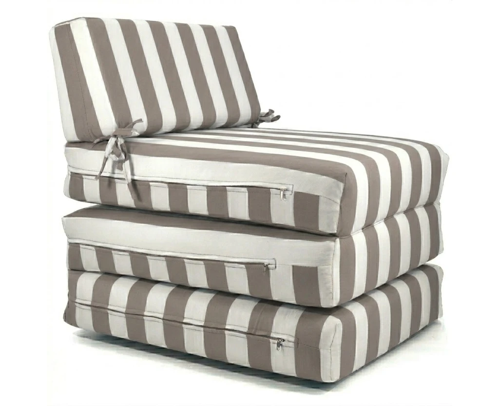 Πολυθρόνα - Κρεβάτι Flip Chair Panama ρίγες μόκα λευκές με 70% αδιαβροχοποίηση Andros | Mypouf.gr
