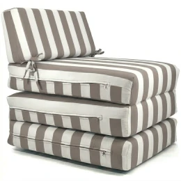 Πολυθρόνα - Κρεβάτι Flip Chair Panama ρίγες μόκα λευκές με 70% αδιαβροχοποίηση Andros
