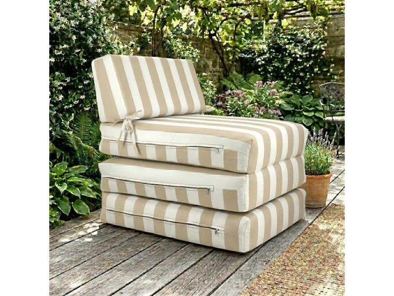 Πολυθρόνα - Κρεβάτι Flip Chair Panama ρίγες μπεζ λευκές με 70% αδιαβροχοποίηση Naxos