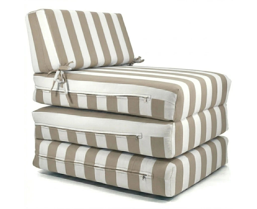 Πολυθρόνα - Κρεβάτι Flip Chair Panama ρίγες μπεζ λευκές με 70% αδιαβροχοποίηση Naxos | Mypouf.gr