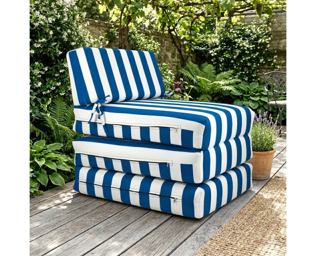 Πολυθρόνα - Κρεβάτι Flip Chair Panama ρίγες μπλε λευκές με 70% αδιαβροχοποίηση Mykonos | Mypouf.gr