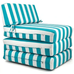 Πολυθρόνα - Κρεβάτι Flip Chair Panama ρίγες πετρόλ λευκές με 70% αδιαβροχοποίηση Santorini