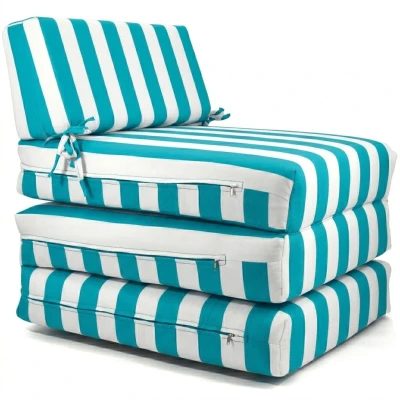 Πολυθρόνα - Κρεβάτι Flip Chair Panama ρίγες πετρόλ λευκές με 70% αδιαβροχοποίηση Santorini
