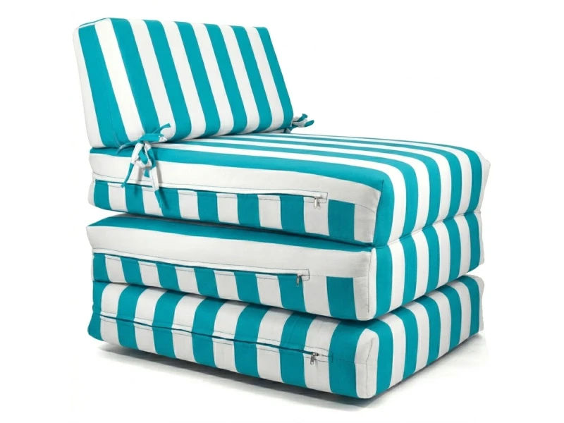 Πολυθρόνα - Κρεβάτι Flip Chair Panama ρίγες πετρόλ λευκές με 70% αδιαβροχοποίηση Santorini