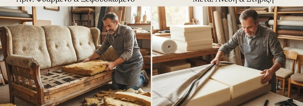 Αλλαγή Αφρολέξ σε Παλιό Καναπέ