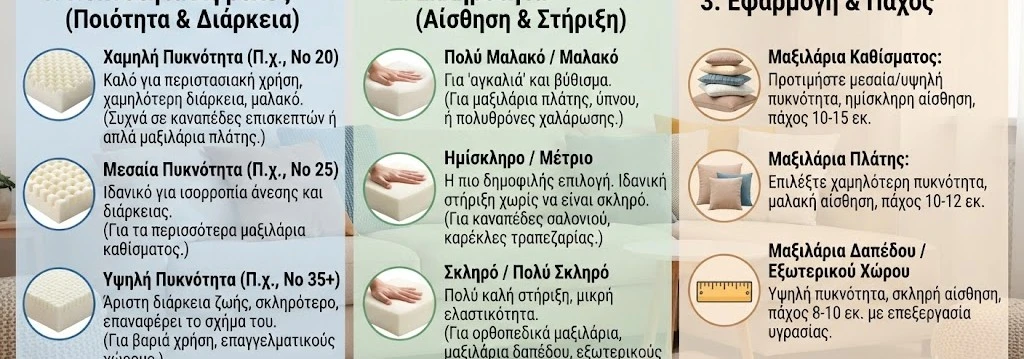 Πώς να Διαλέξετε το Σωστό Αφρολέξ για Μαξιλάρια | Οδηγός